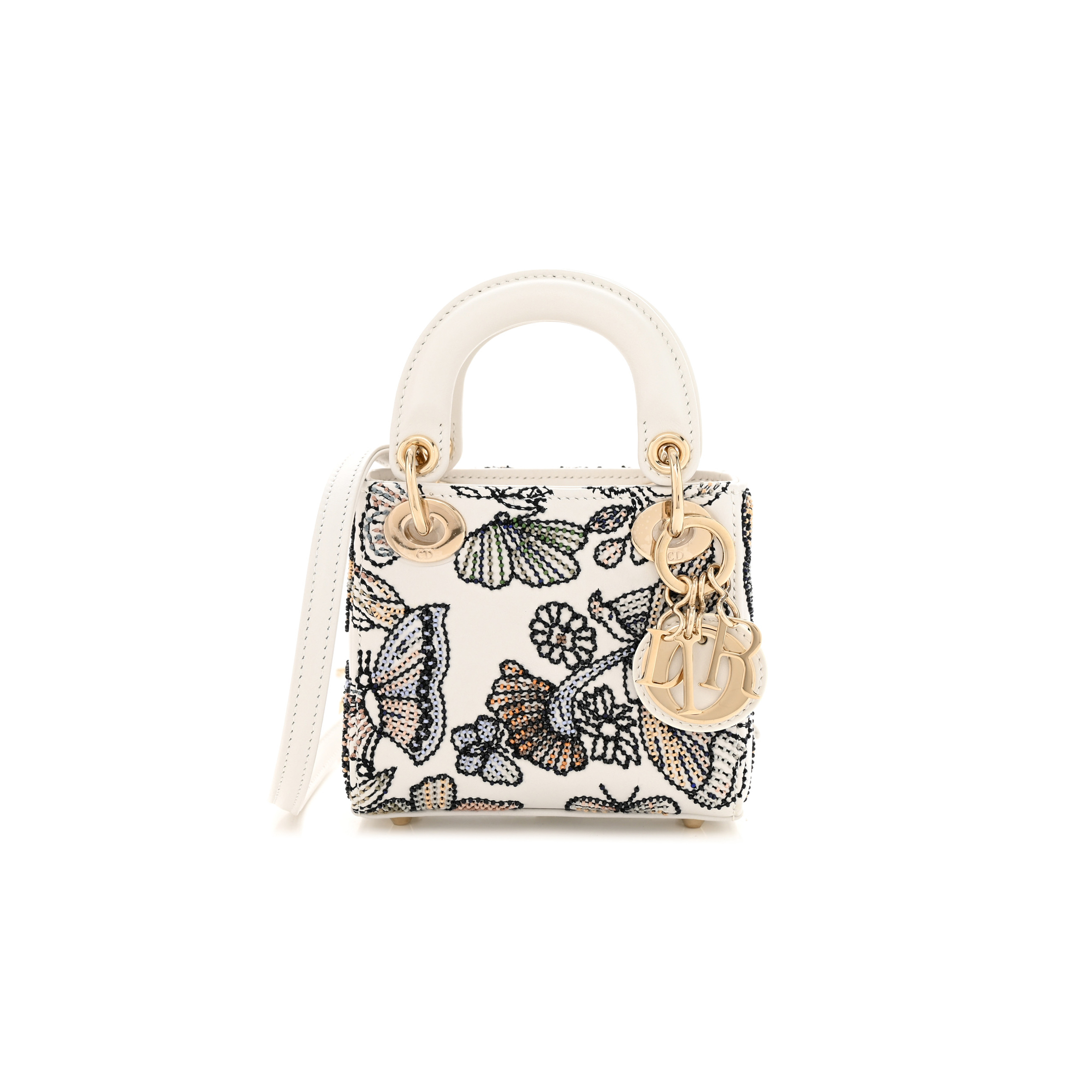 D*or toile de jouy mexico motif microbead embroidered micro mini lady D*or (12*10*5cm)